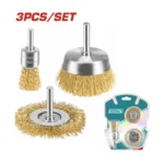 JEU Ensemble de 3 brosses métalliques A TIGE